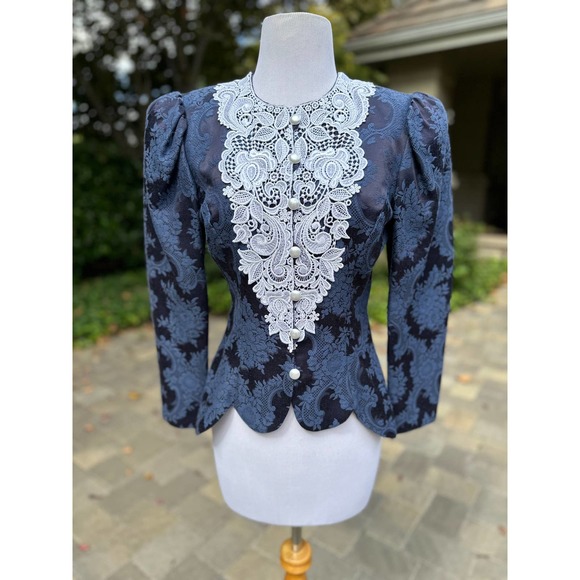 Vintage 90s Jessica McClintock Bridal 2 Piece Victorian Jacket Skirt SteamPunk - Picture 6 of 10